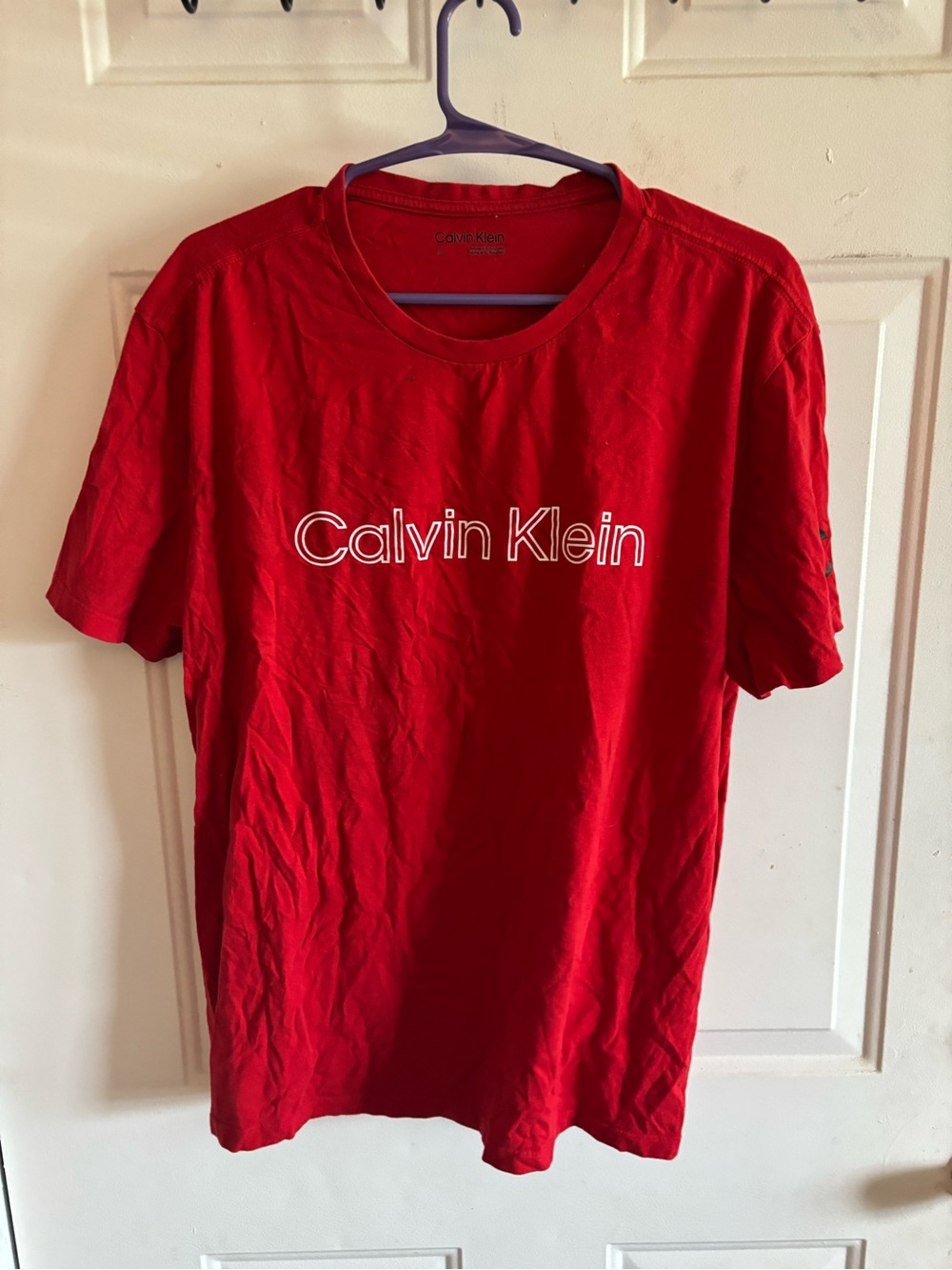 Calvin Klein Red Crewneck Logo Tee